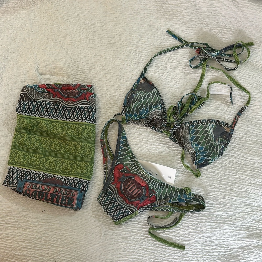 COPY - Jean Paul Gaultier Green and Red Patterned Bikini